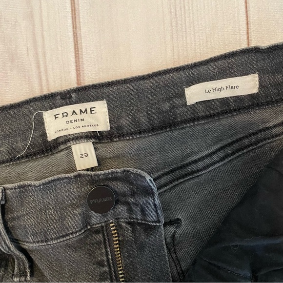 Frame Le High Flare Jeans Women’s 29 Black Gray Designer Money Denim Stretch - Picture 9 of 13